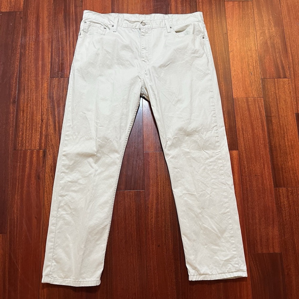 Levis Jeans Mens 40x30 508 Solid White Regular Taper Grunge 100% Cotton Casual